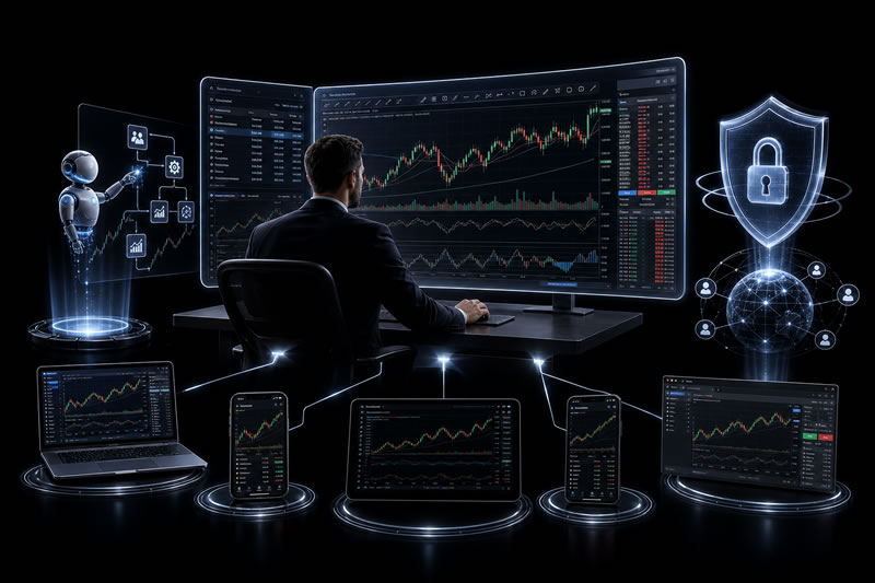 Multi-screen trading terminal and professional trading infrastructure
